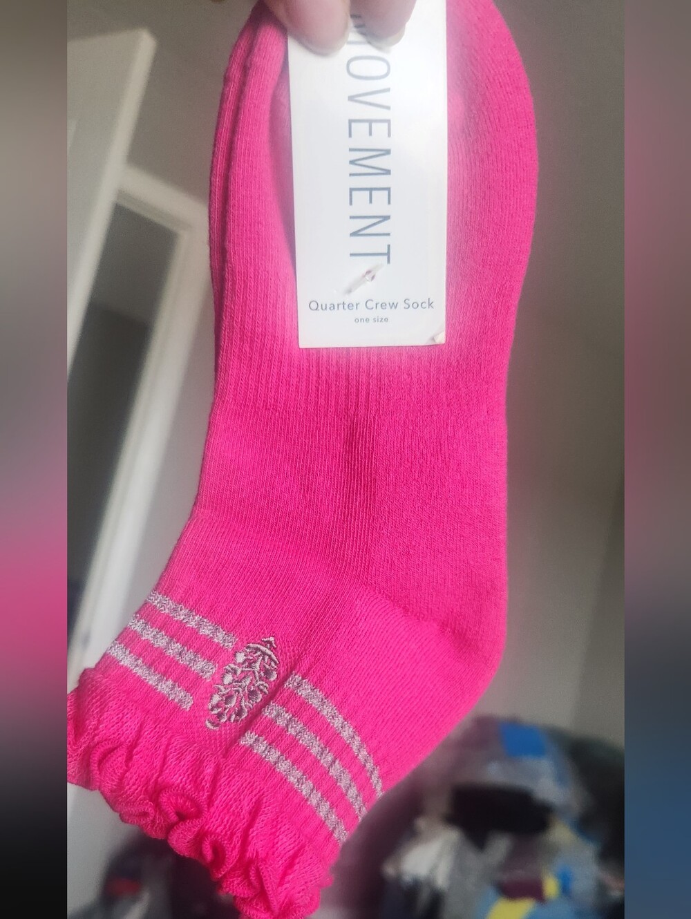 New FP Movement Embroidered Ruffle Quarter Crew Socks - Women's One Size